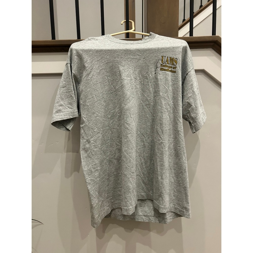 Vintage UAMS‎ College of Medicine T Shirt Mens Large Gray Arkansas Medical Tee